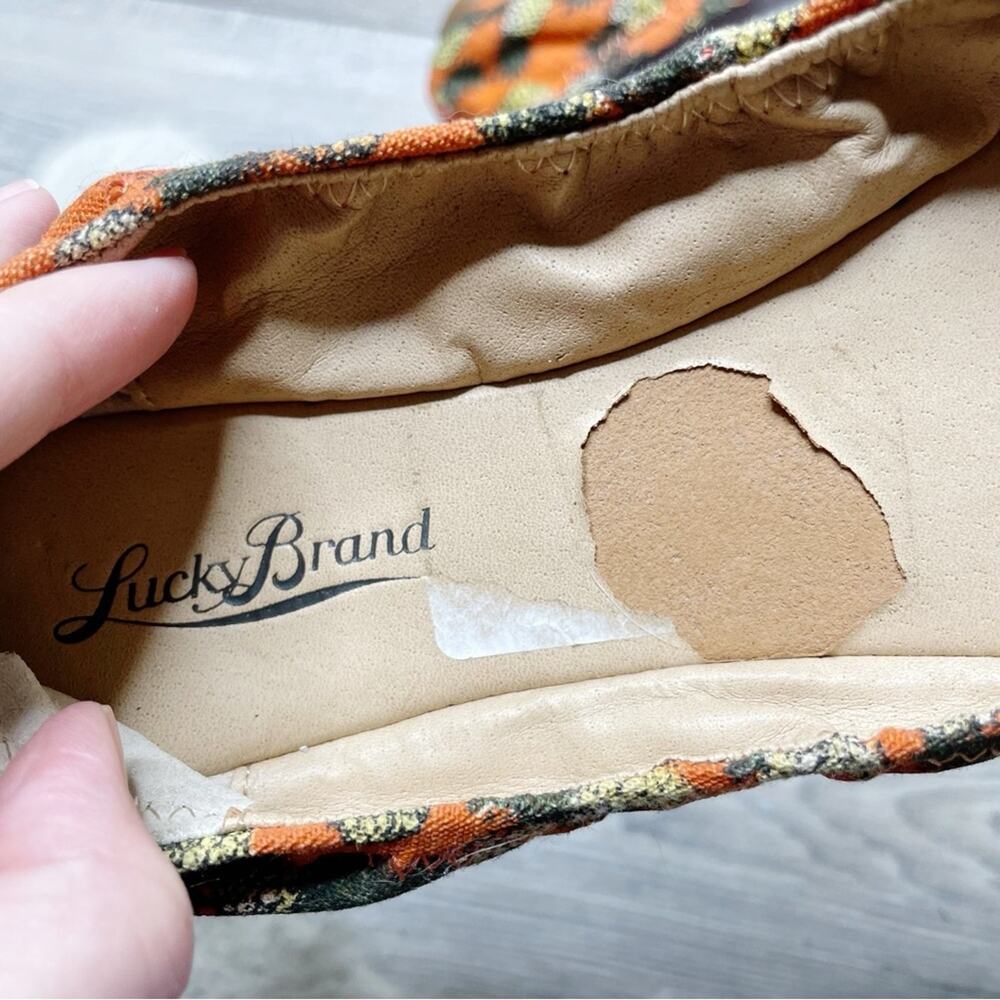 Lucky Brand Emmie Pineapple Canvas Slip On Ballet Flats Orange Yellow Size 7.5M - Picture 4 of 7